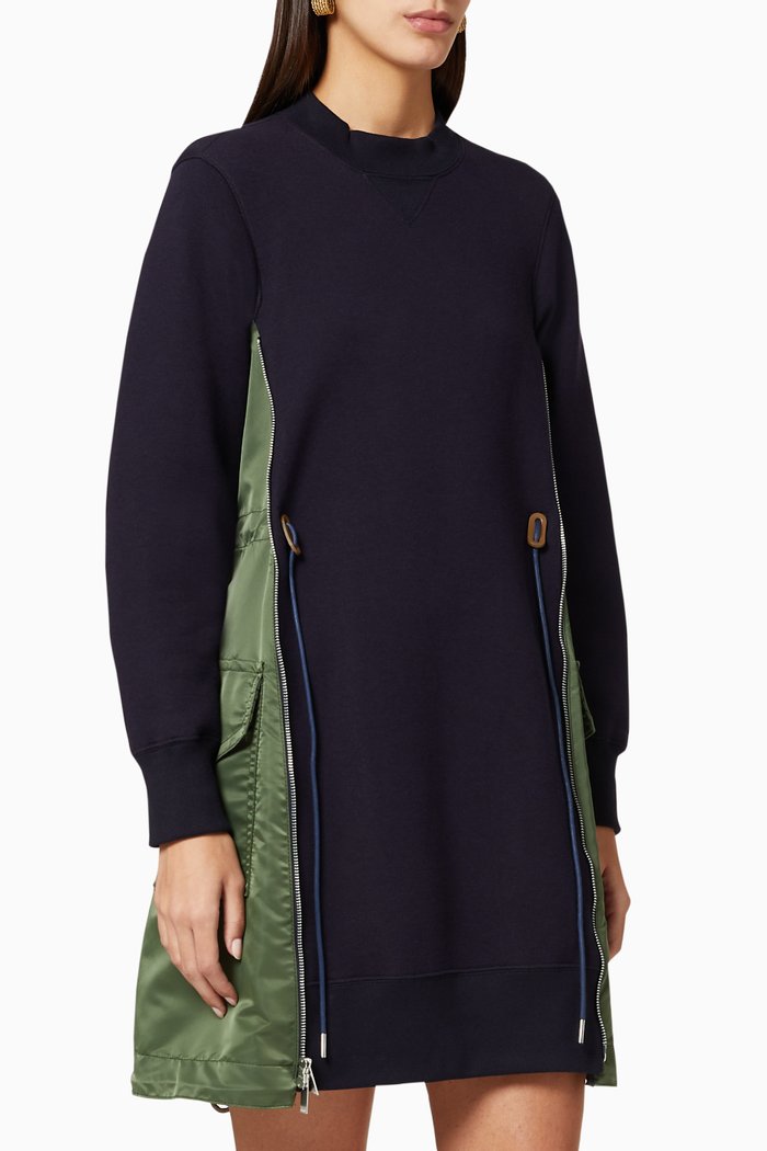 

Sponge Cotton Sweatshirt Dress, Blue