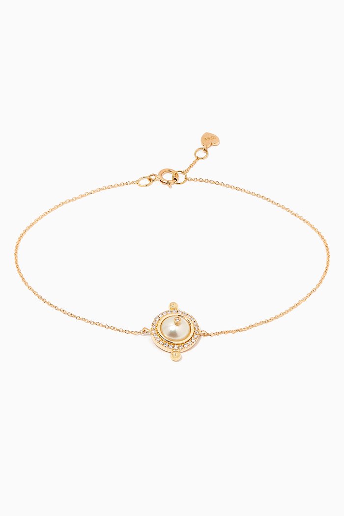 

Tamwash Token Mini Pearl & Diamond Necklace in 18kt Yellow Gold
