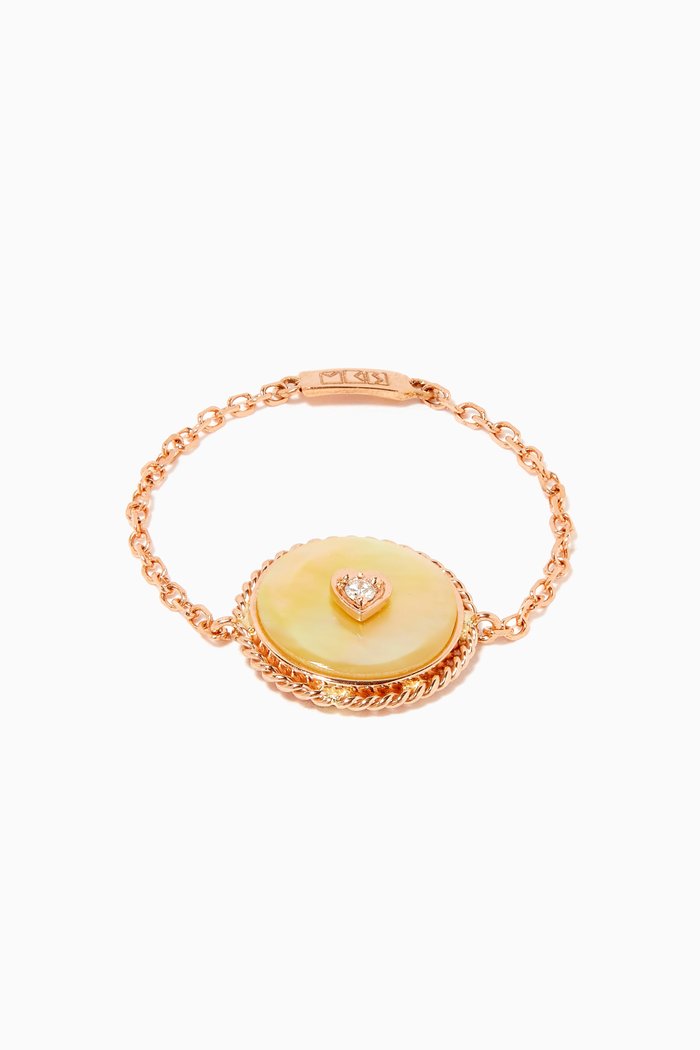 

Heart Deera Mother of Pearl Chain Ring in 18kt Rose Gold