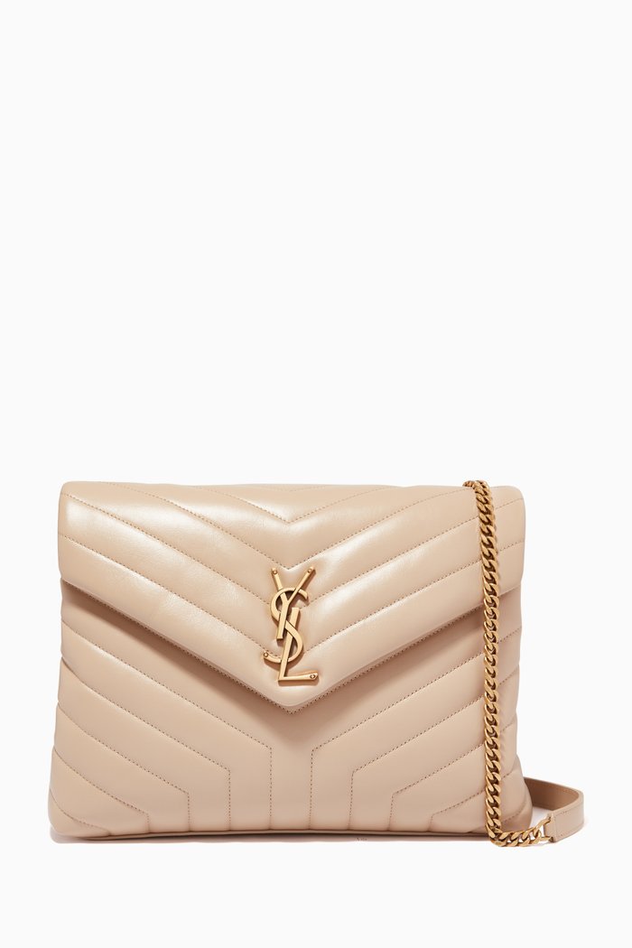 Loulou Medium Bag in Quilted Leather, Neutral