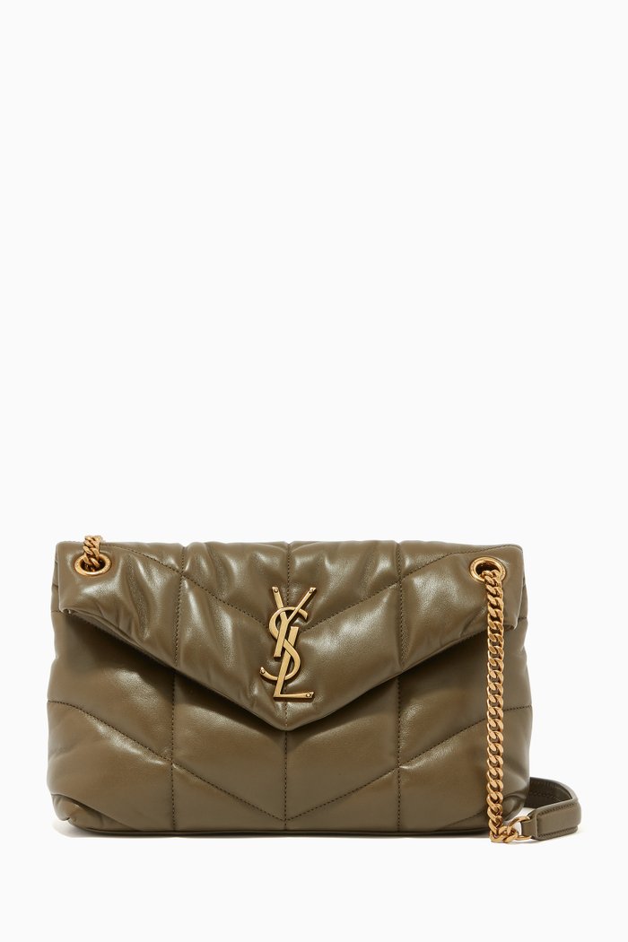 

Small Loulou Puffer Bag in Quilted Lambskin, Neutral
