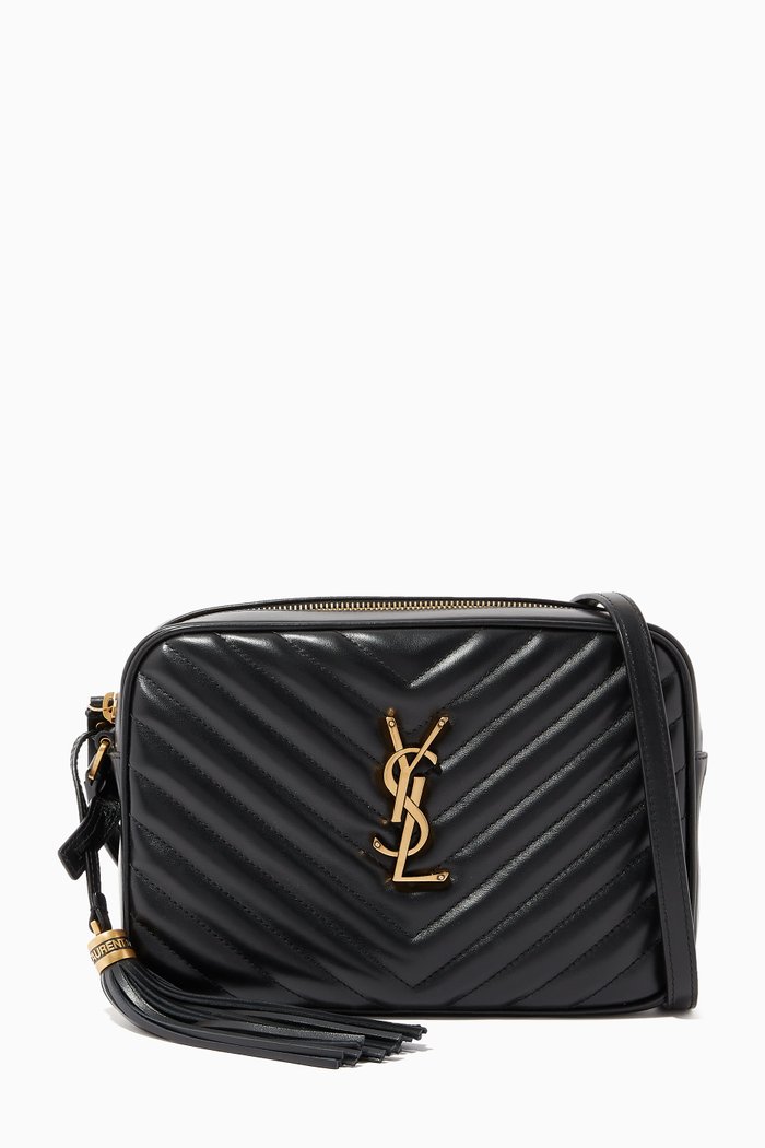 Lou Camera Bag in Quilted Leather, Black