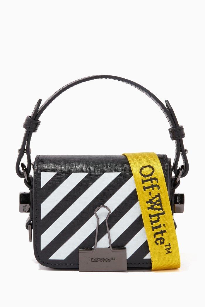 Baby Diagonal Stripe Flap Bag, Black