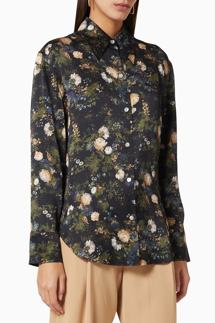 

Rose Field Silk Shaped Collar Blouse, Blue