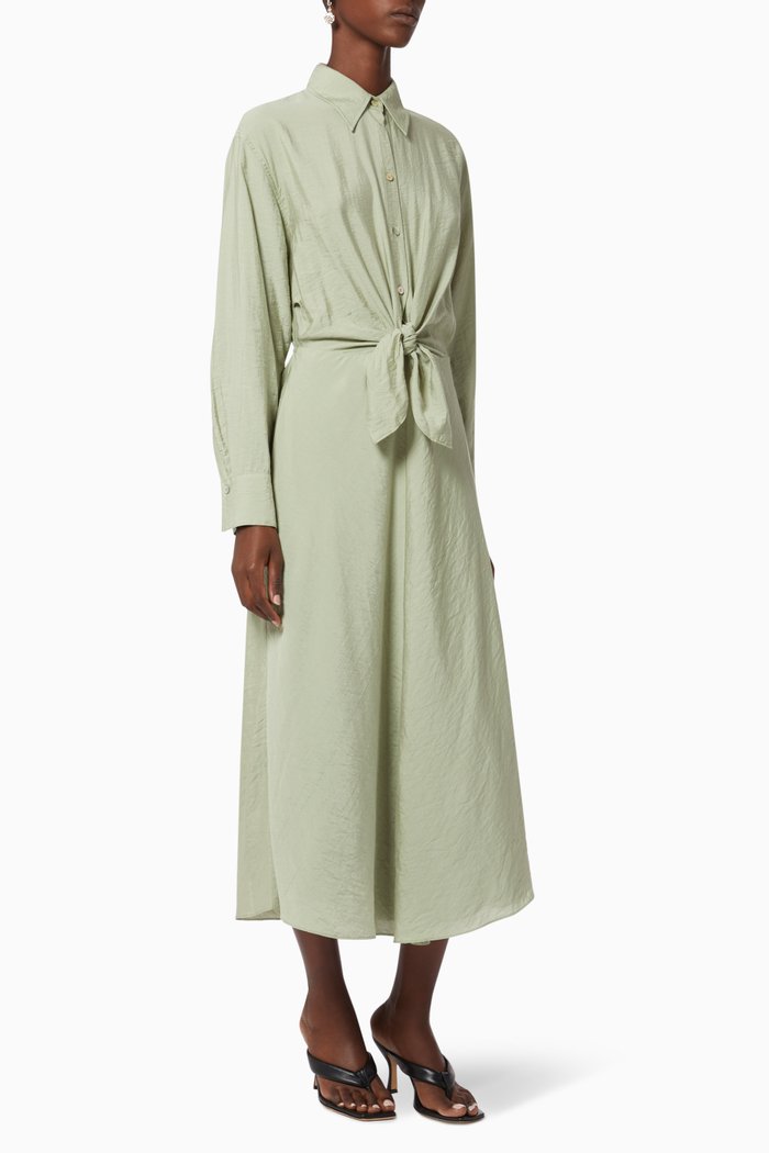

Tie-Front Shirt Dress, Green