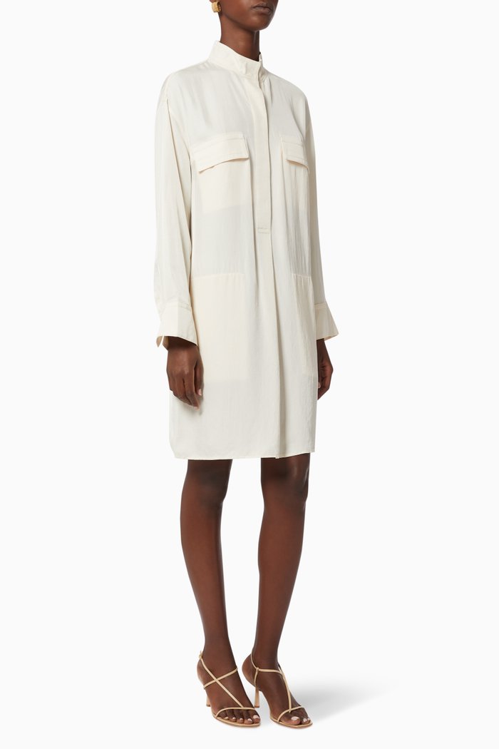 

Utility Silk Shirt Dress, Neutral
