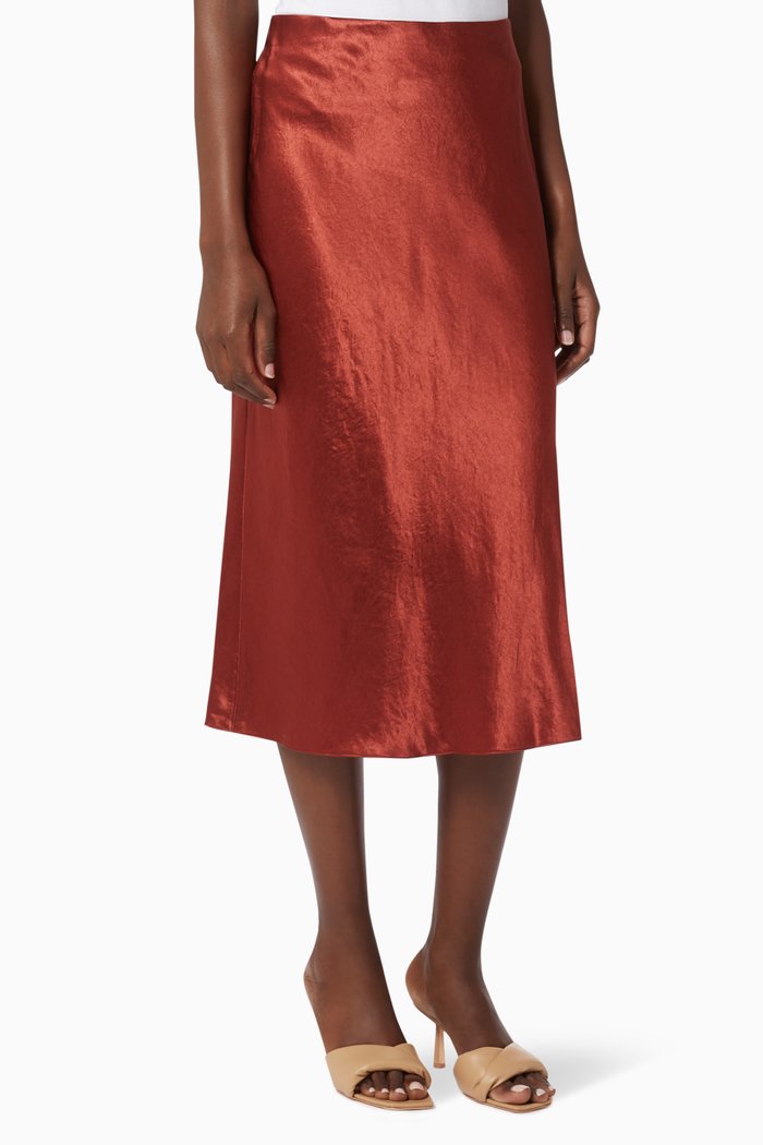 

Midi Slip Skirt, Red