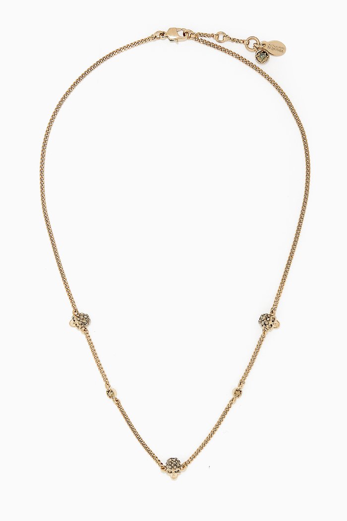 

Pavé Skull Chain Necklace, Gold