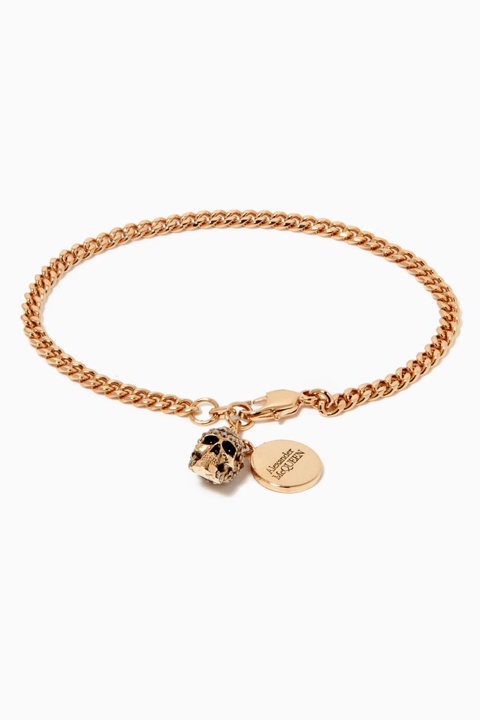 

Pavé Skull Chain Bracelet, Gold