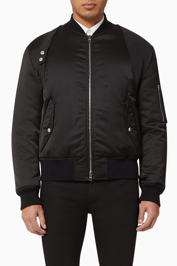 

Harness Satin Bomber Jacket, Black