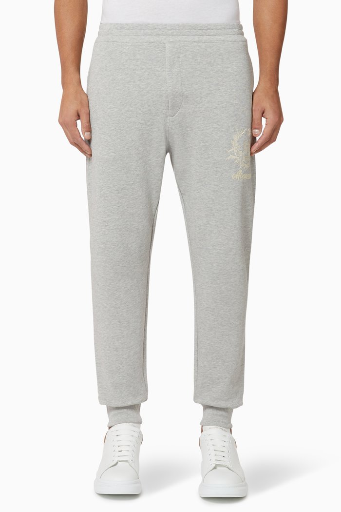 

Deconstructed Floral Skull Cotton Sweatpants, Grey