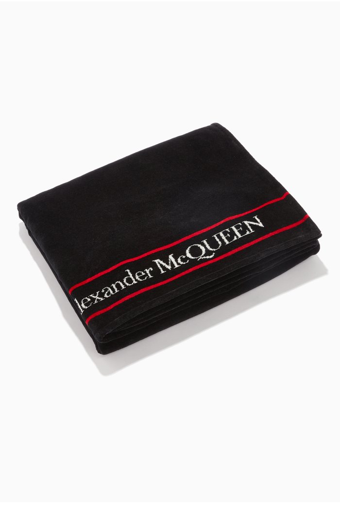 

Selvedge Beach Towel in Flocked Terry, Black