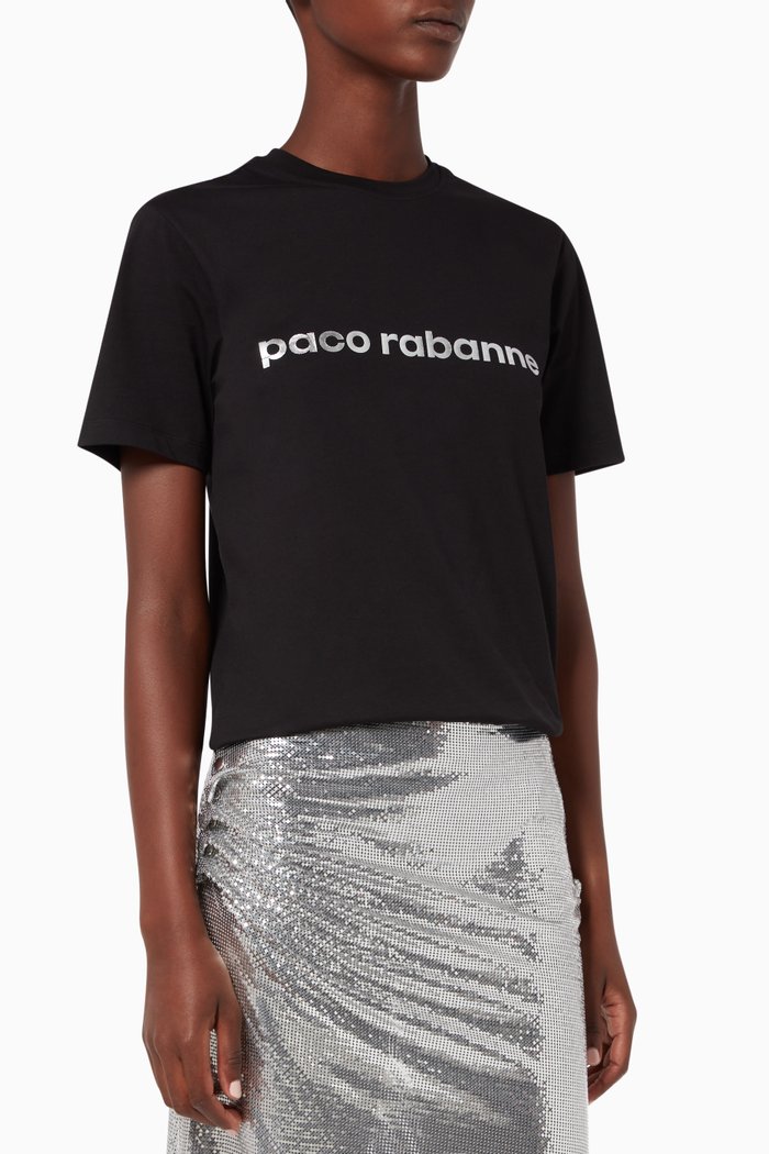 

Metallic Logo Print Jersey T-Shirt, Black