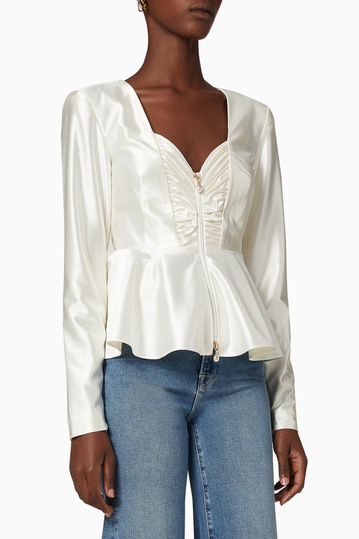 Annie Zipped Top, White
