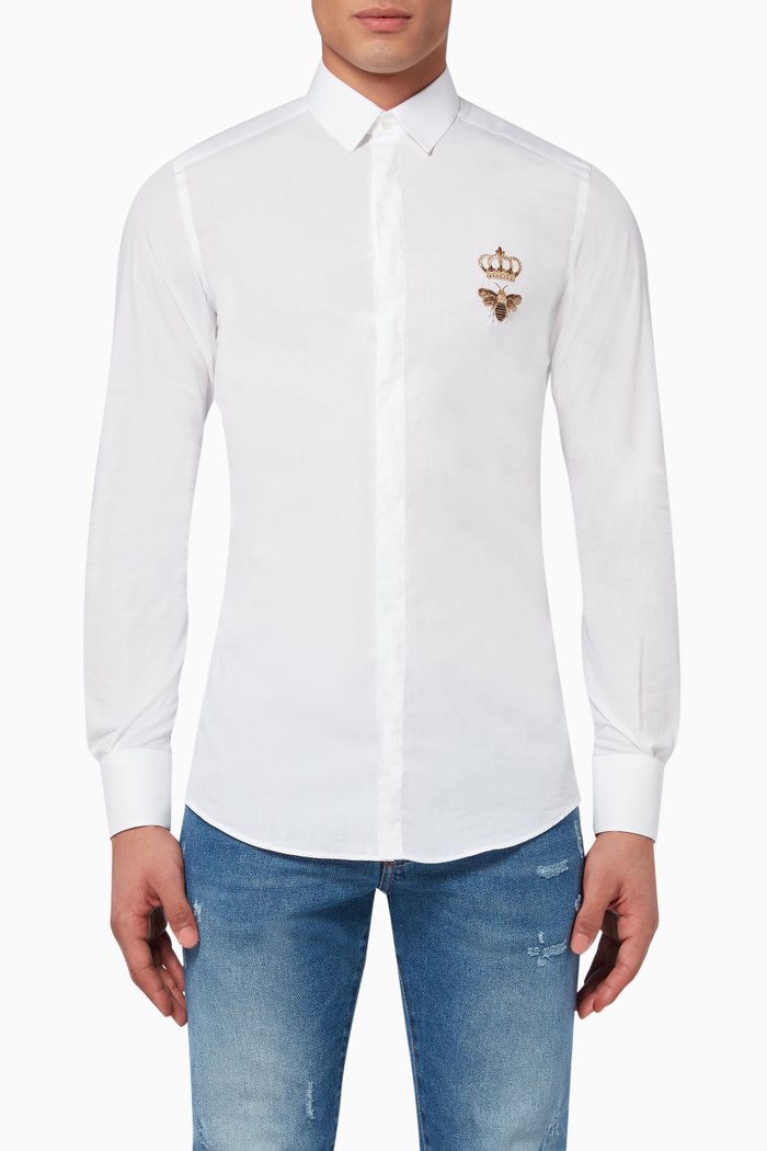 

Embroidered Crown Bee Shirt, White