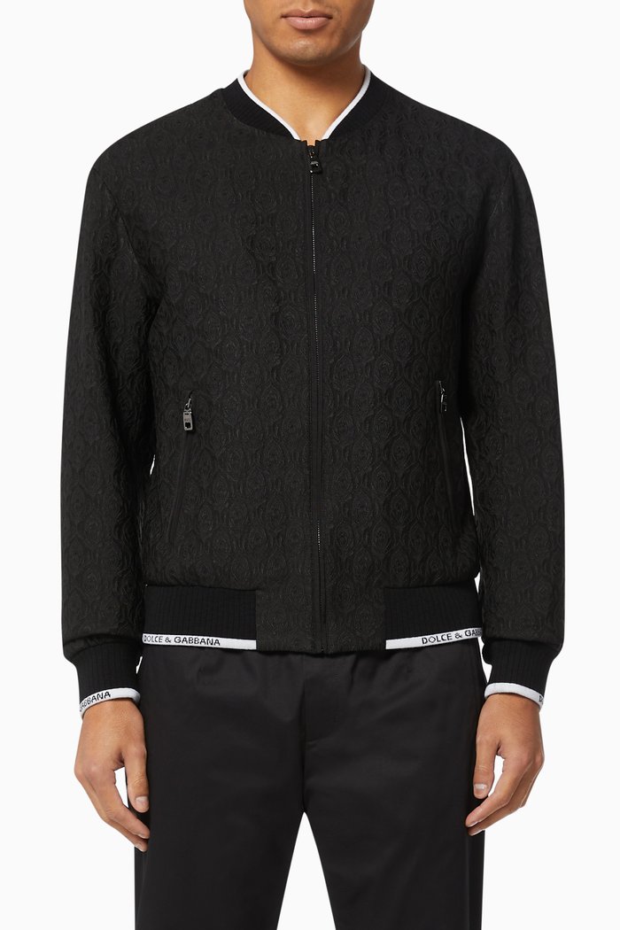 

Floral Jacquard Bomber Jacket, Black
