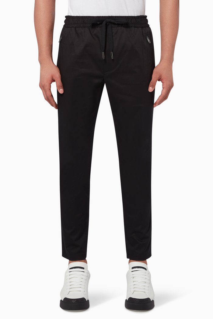 

Gabardine Drawstring Sweatpants, Black