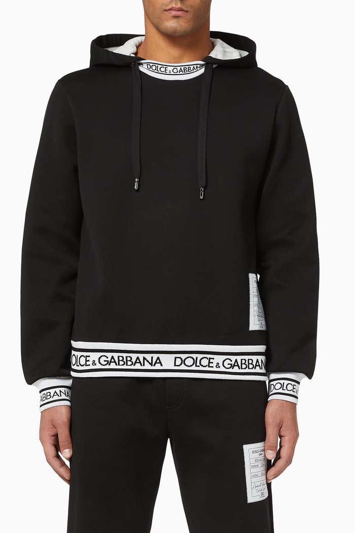 

Logo Jacquard Jersey Hoodie, Black