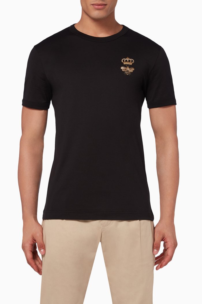 Embroidered Crown Bee T-Shirt, Black