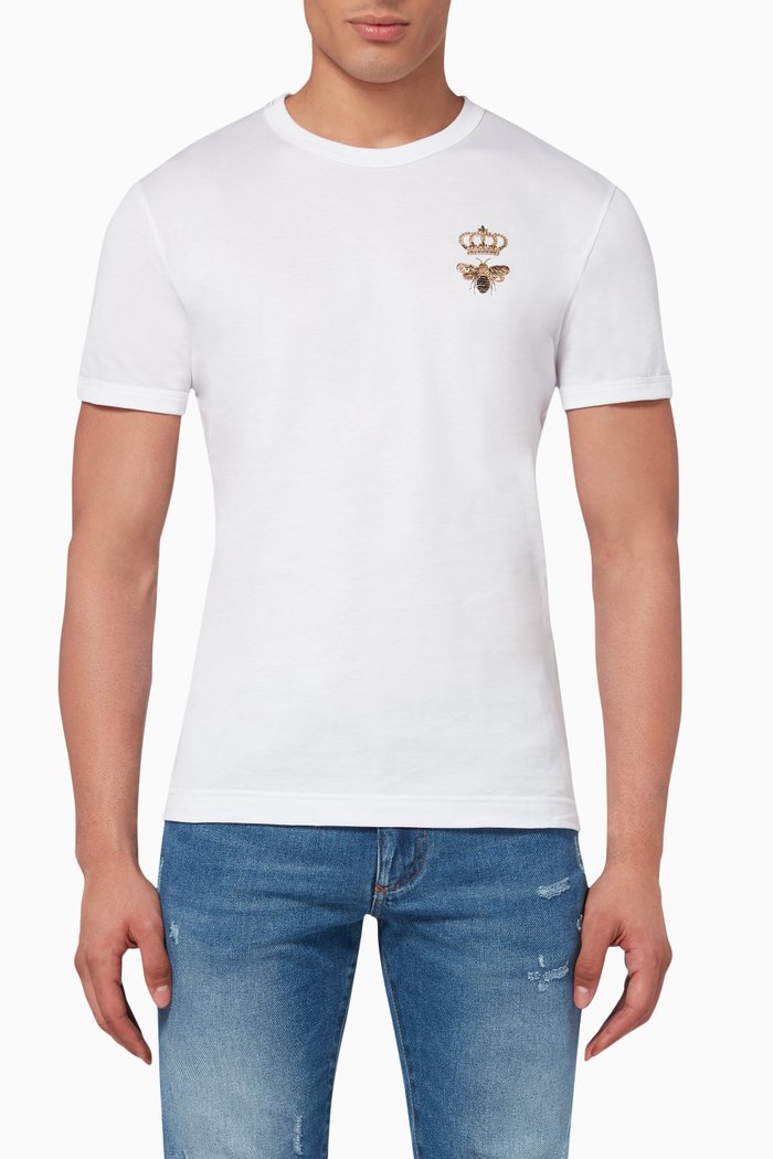 

Embroidered Crown Bee T-Shirt, White