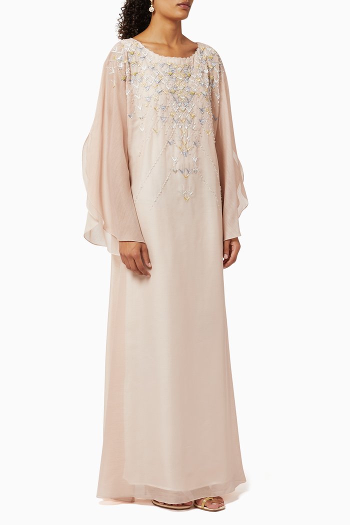 

Embroidered Linen Kaftan, Pink