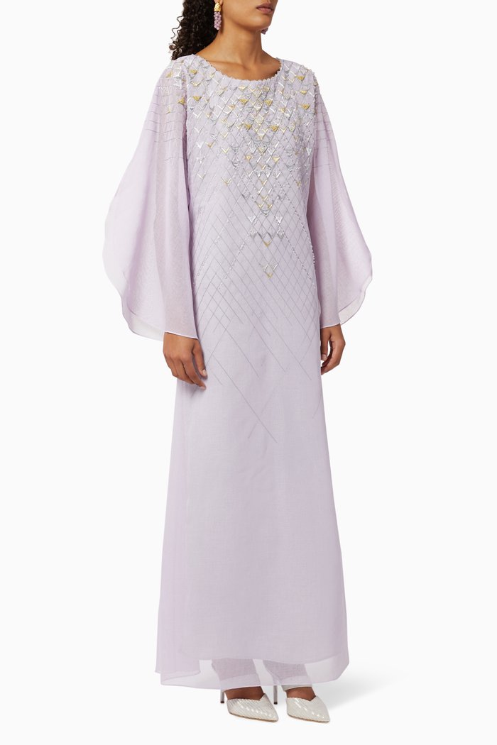 

Embroidered Linen Kaftan, Purple