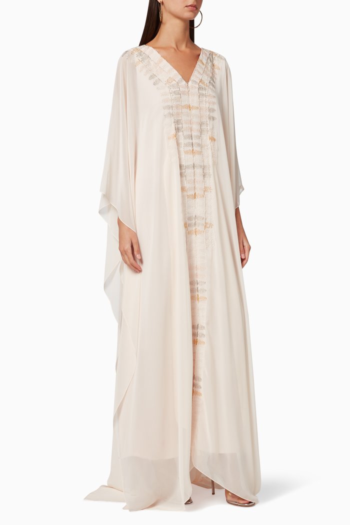 Moroccan Farasha Chiffon Kaftan, Pink
