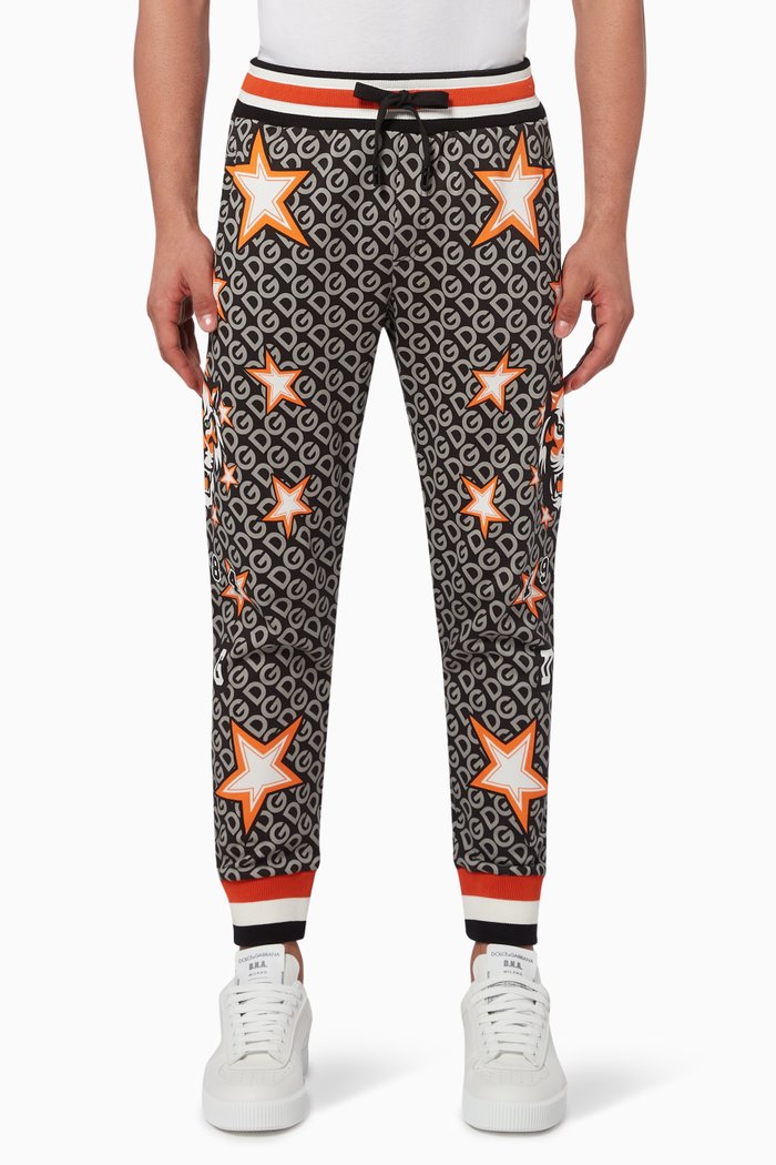 

Star Tiger Print Jogging Pants, Brown