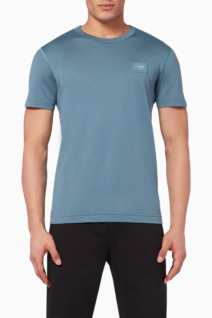 

Logo Plaque Cotton T-Shirt, Blue
