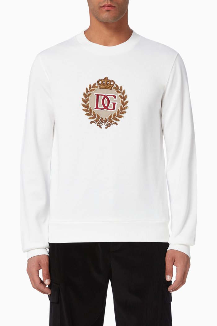 

DG Logo Embroidery Cotton Jersey Sweatshirt, White