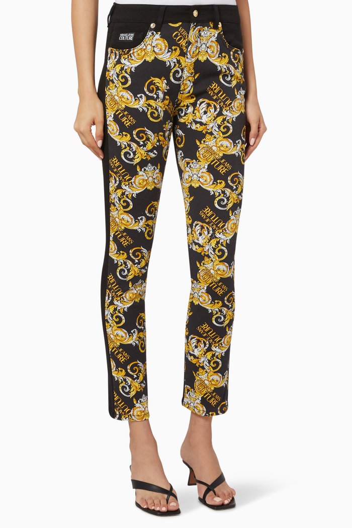 

Logo Baroque Slim Jeans, Black