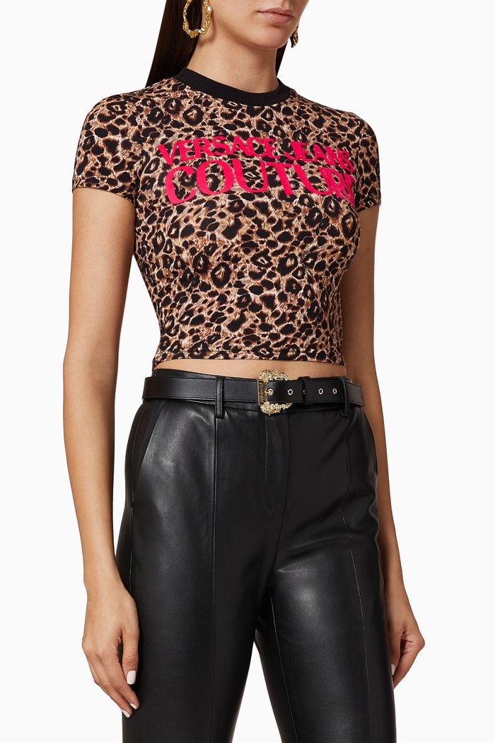 

Logo Animalier Jersey Cropped T-Shirt, Multicolour