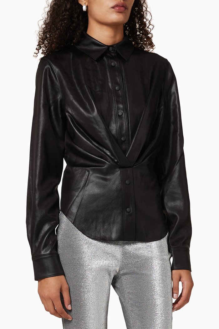 

Ava Faux Leather Shirt, Black