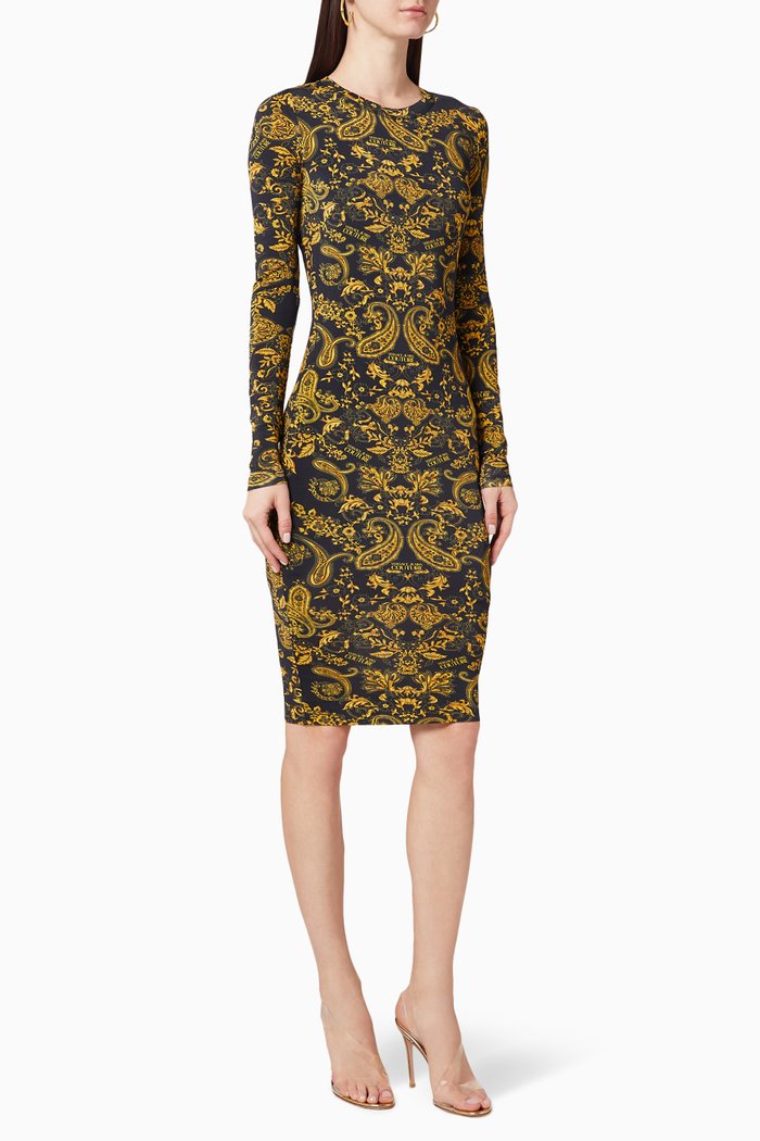 

Paisley Loop Print Dress, Black