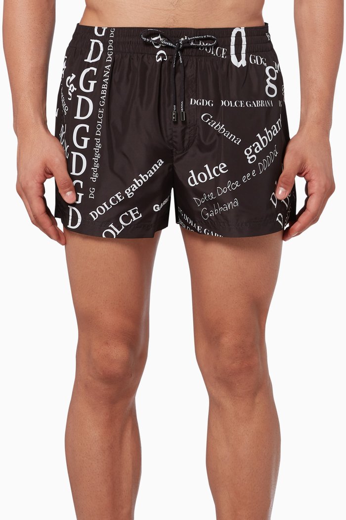 

Logo Print Swim Shorts, Black