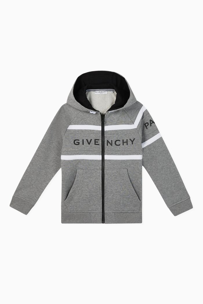 

Logo Panel Jersey Hoodie, Grey