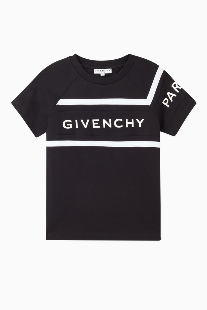 

Logo Panel Cotton T-Shirt, Black