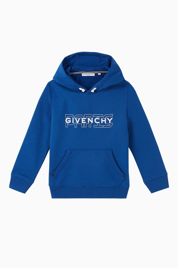 

Logo Cotton Fleece Jersey Hoodie, Blue