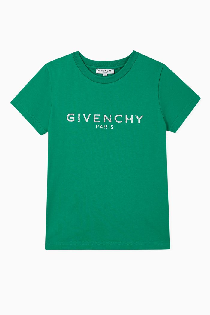 Cracked Logo Cotton T-Shirt, Green