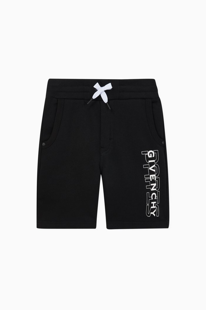 Side Logo Jersey Bermuda Shorts, Black
