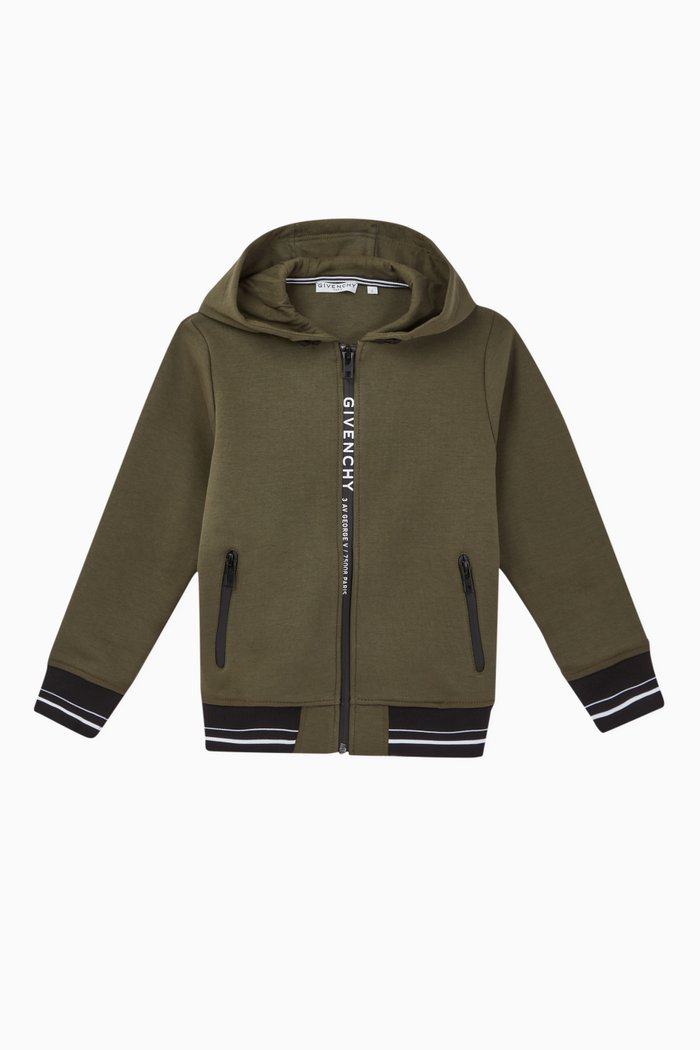 

Logo Zipped Jersey Hoodie, Neutral
