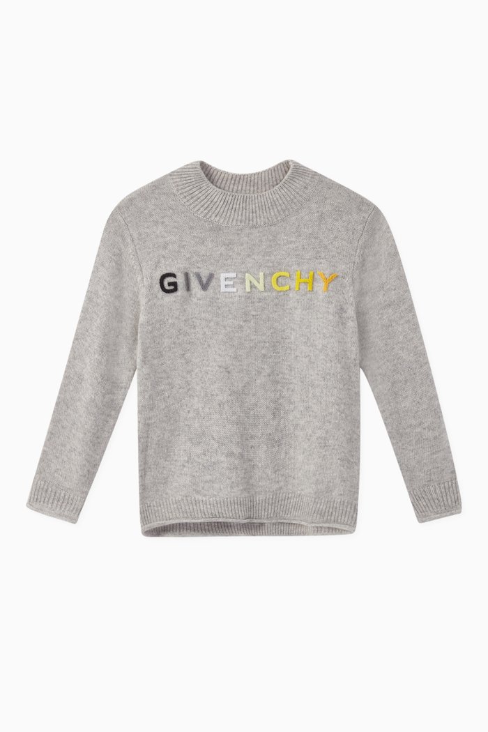 

Gradient Logo Wool-Cashmere Pullover, Grey