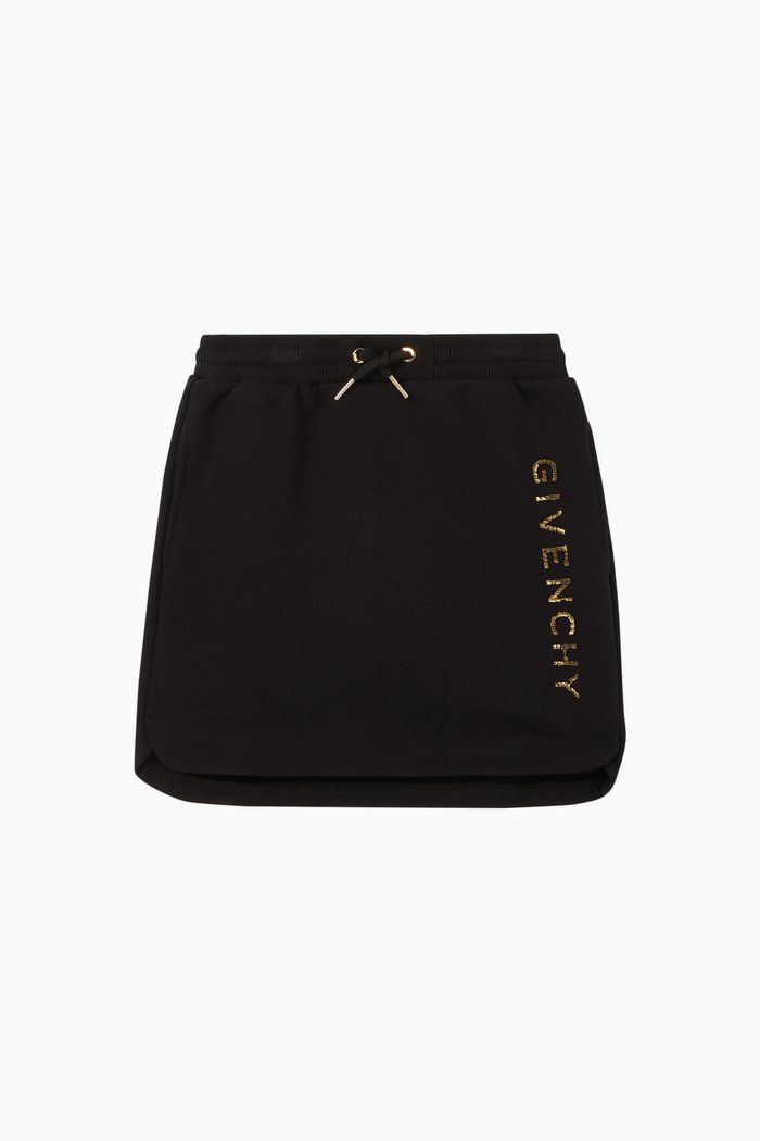 

Cracked Logo Fleece Jersey Skirt, Black