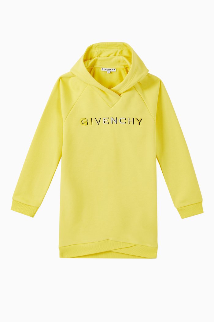 

Gradient Logo Jersey Hooded Dress, Yellow