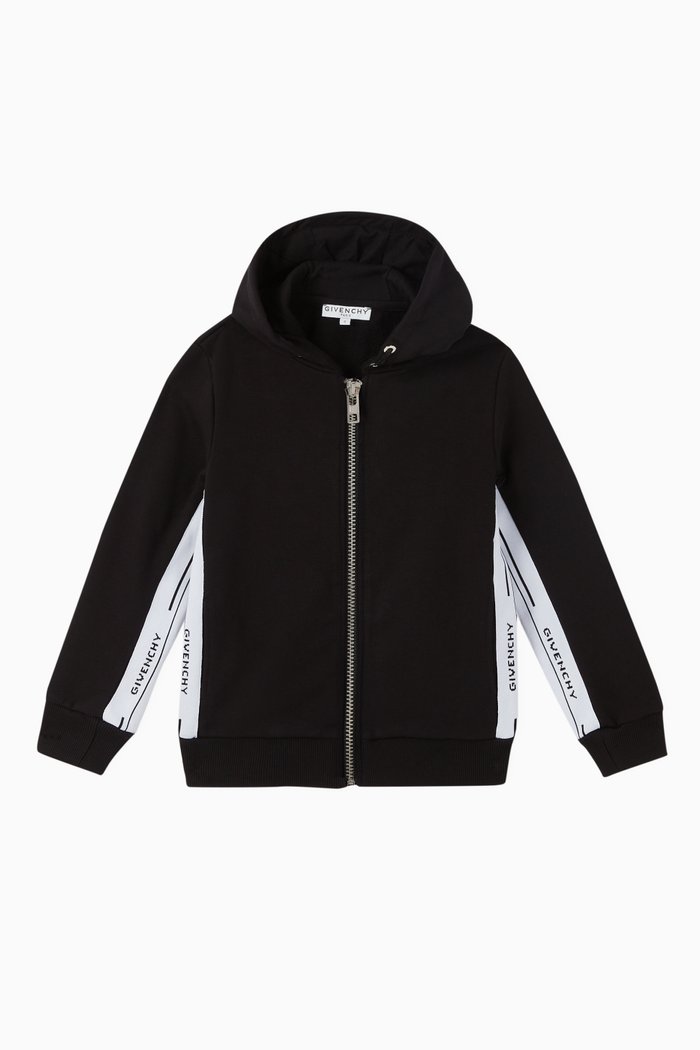 

Jacquard Logo Band Jersey Hoodie, Black
