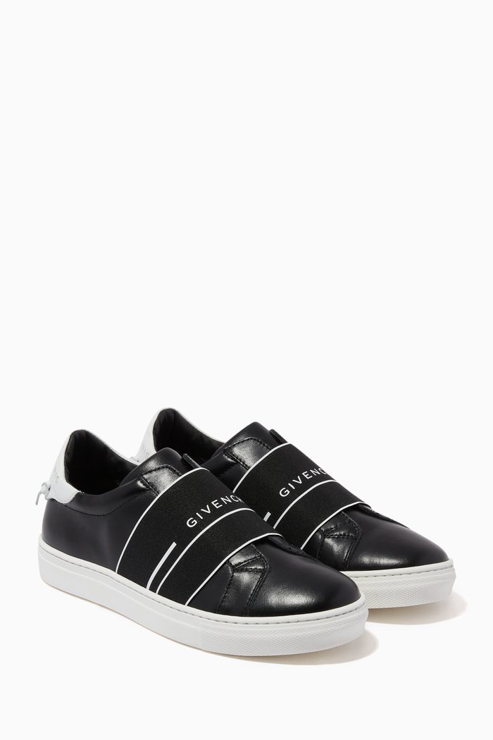 

Logo Band Sneakers in Leather, Black