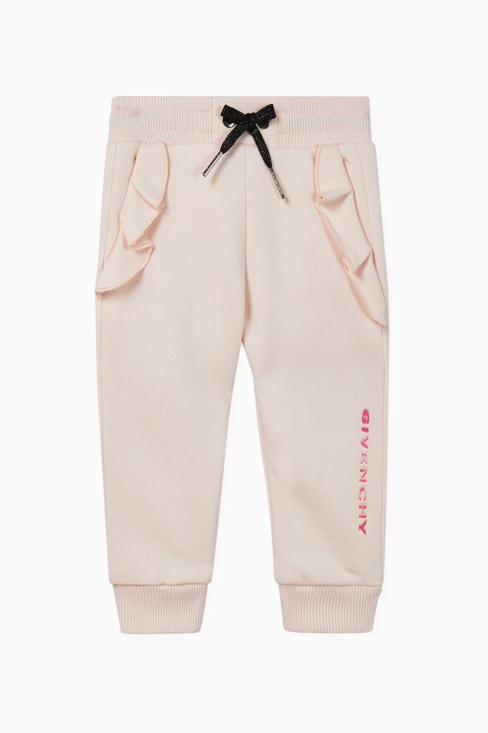 Gradient Logo Flounces Jersey Sweatpants, Pink