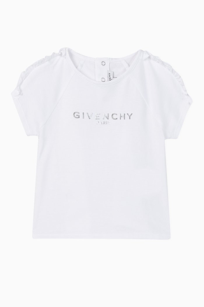 

Mylar Logo Cotton Flounces T-Shirt, White