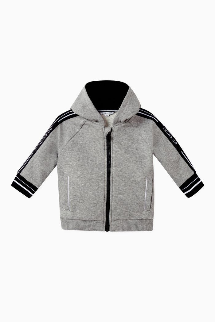 

Logo Band Jersey Zipped Hoodie, Grey