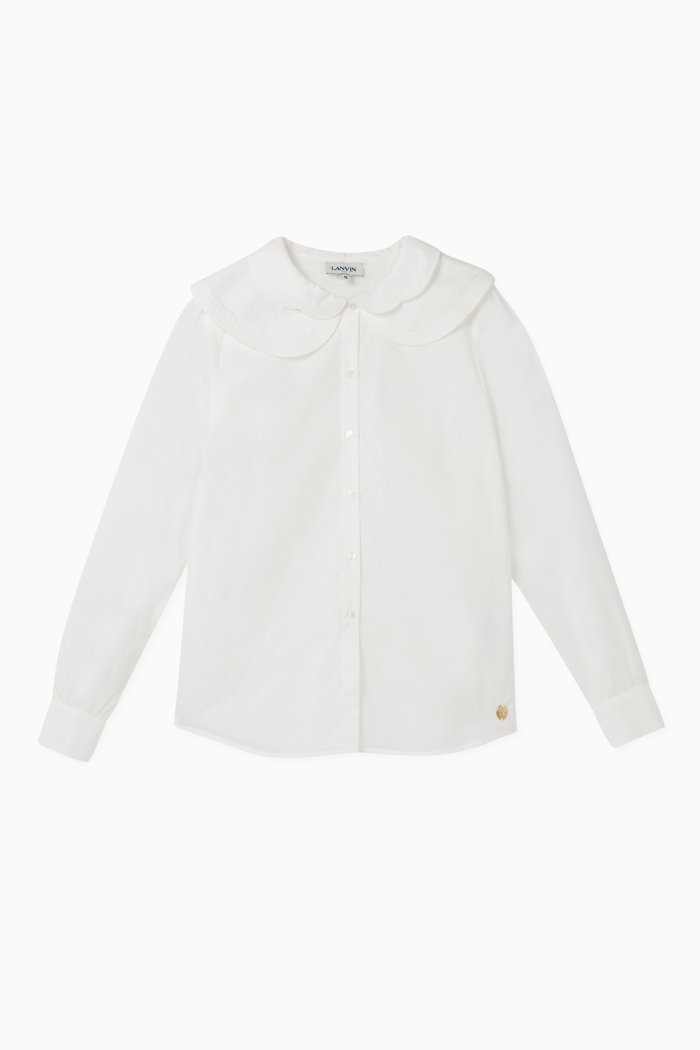 

Scallop Collar Cotton Shirt, Neutral